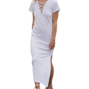 LNA Bel Aire Lace Up White Dress Women’s Small NWT